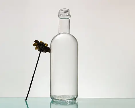 250ml yuvarlak ekstra beyaz çakmaktaşı cam iplik üst cin şişesi