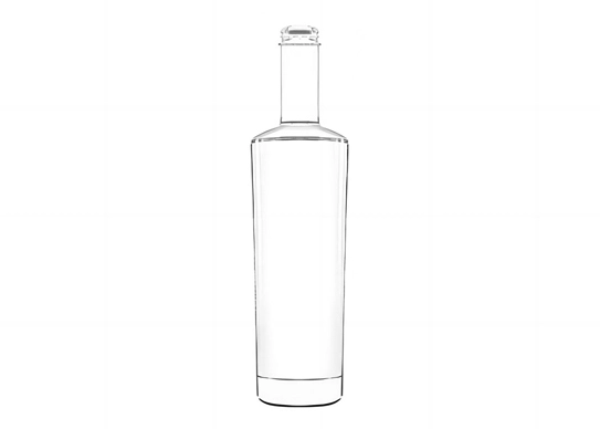750ml cam ambalaj GPI Finish yuvarlak şekil uzun boylu alkollü şişeler